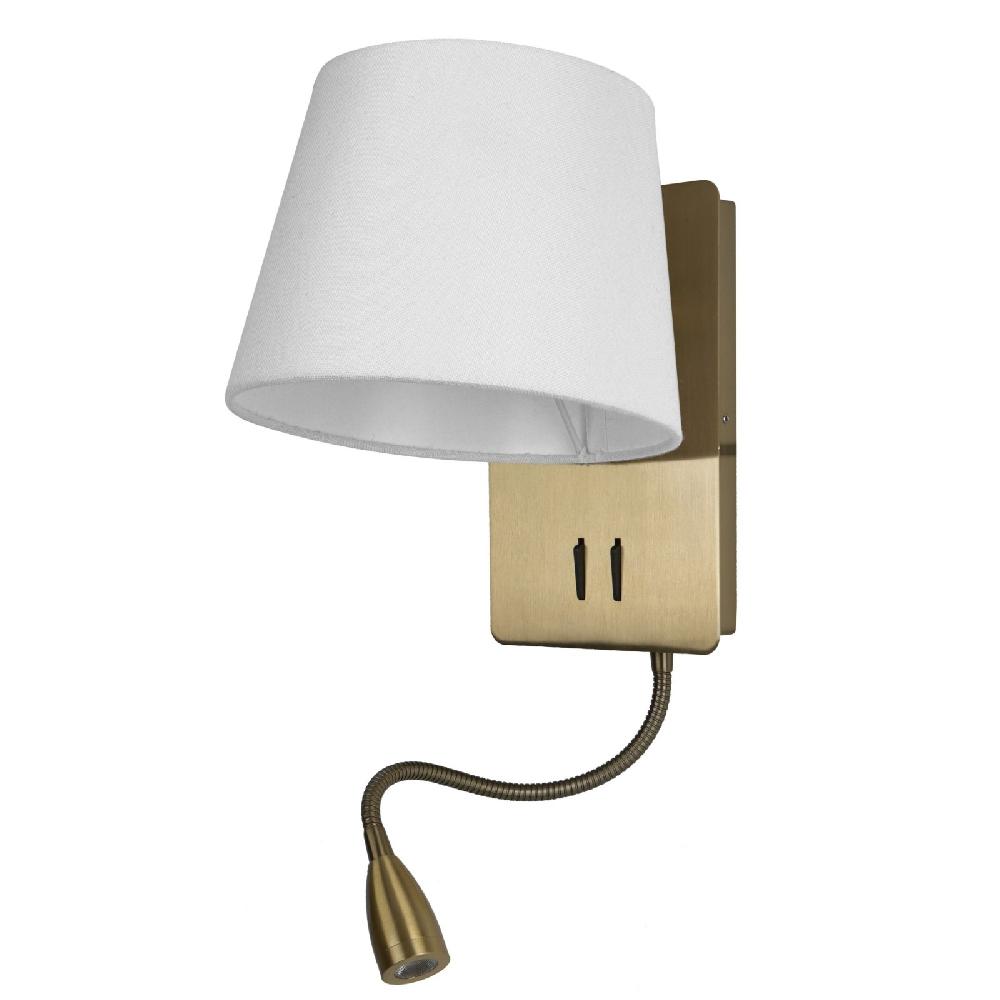 sulion Aplique NABIA. Metal latón satinado y pantalla blanca.1xE27/LED 3W | Sulion