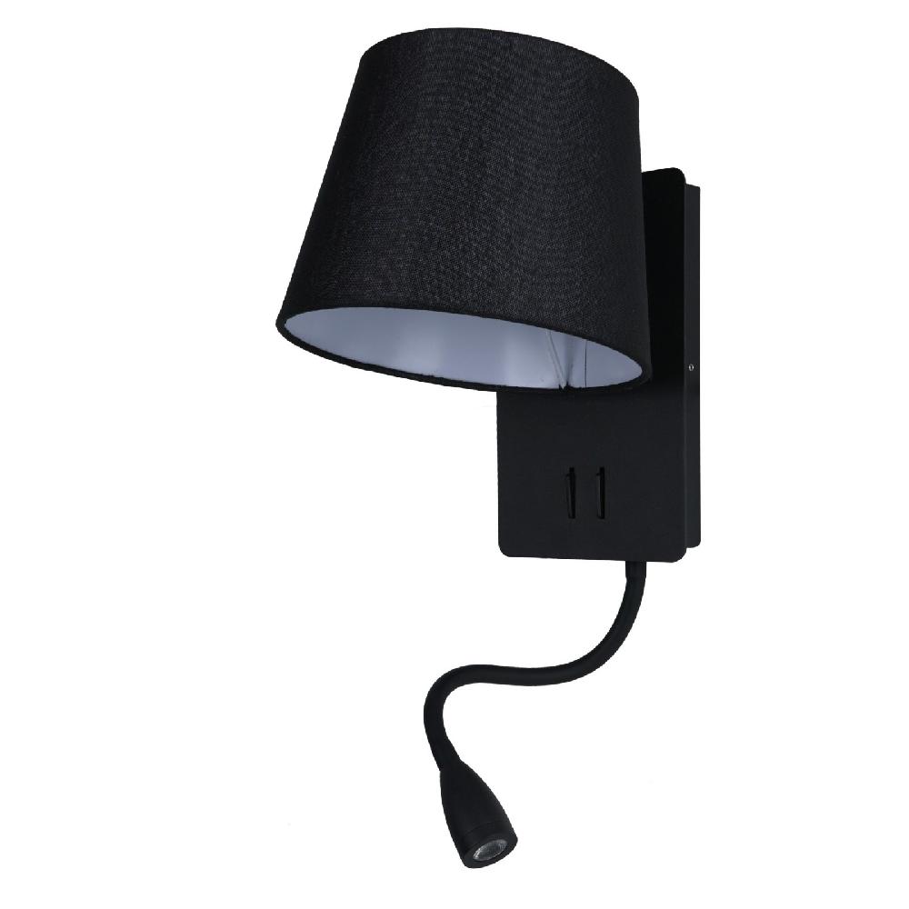 sulion Aplique NABIA. Metal negro y pantalla negra. 1xE27/LED 3W | Sulion