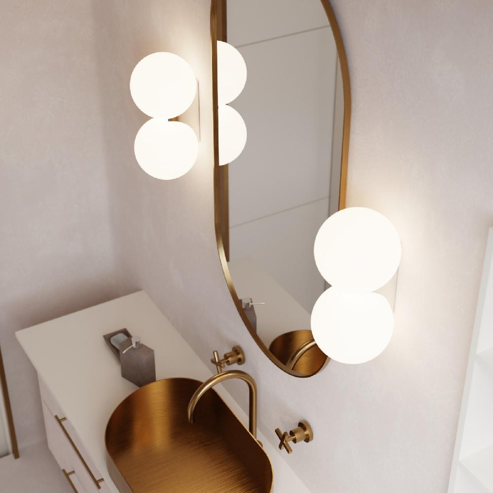 Sulion Aplique OBI. Metal Cromo Y 2 Bolas Opal Mate. 2xG9 | Sulion