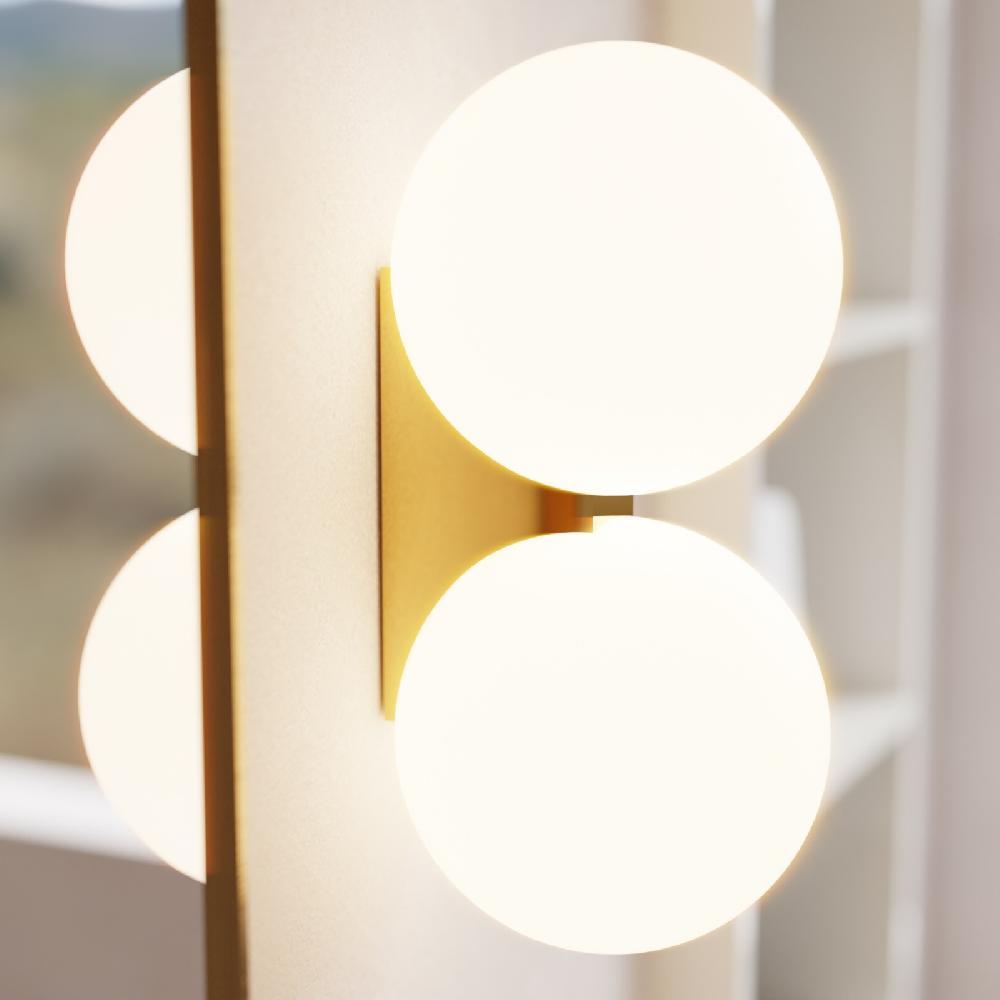 Sulion Aplique OBI. Metal Latón SaVITAdo Y 2 Bolas Opal Mate. 2xG9 | Sulion