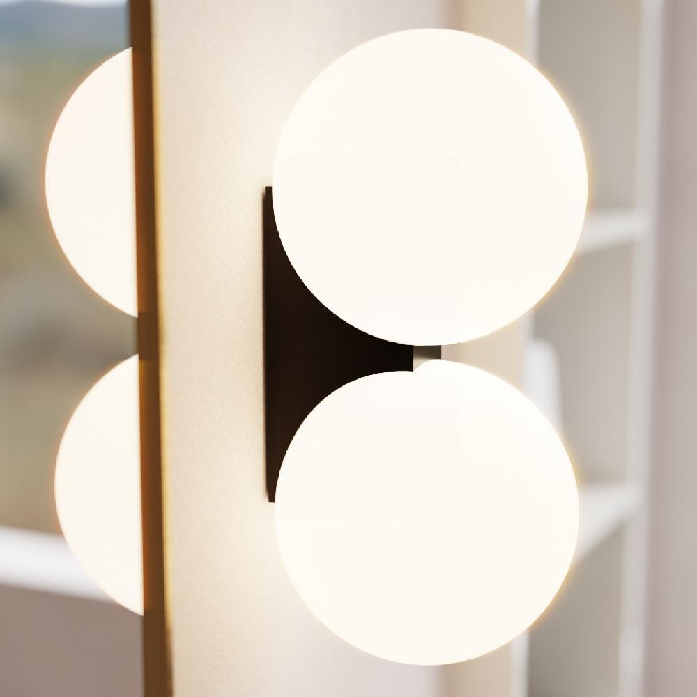 Sulion Aplique OBI. Metal Negro Arenado Y 2 Bolas Opal Mate. 2xG9 | Sulion