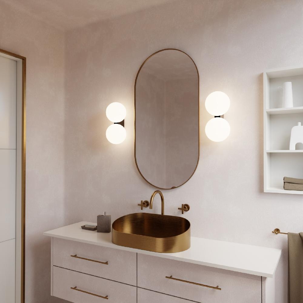 Sulion Aplique OBI. Metal Negro Arenado Y 2 Bolas Opal Mate. 2xG9 | Sulion