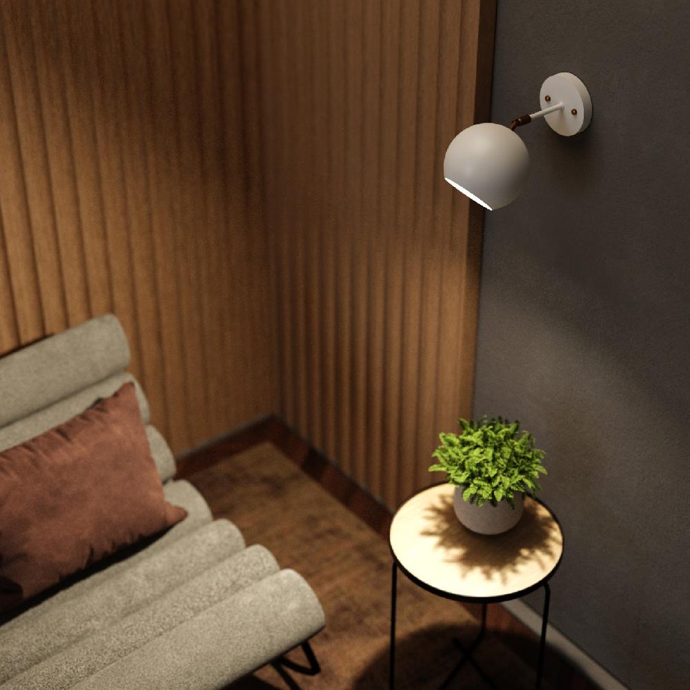 Sulion Aplique ORBIT. Metal Blanco Mate Y Detalles Latón. 1xE27 | Sulion