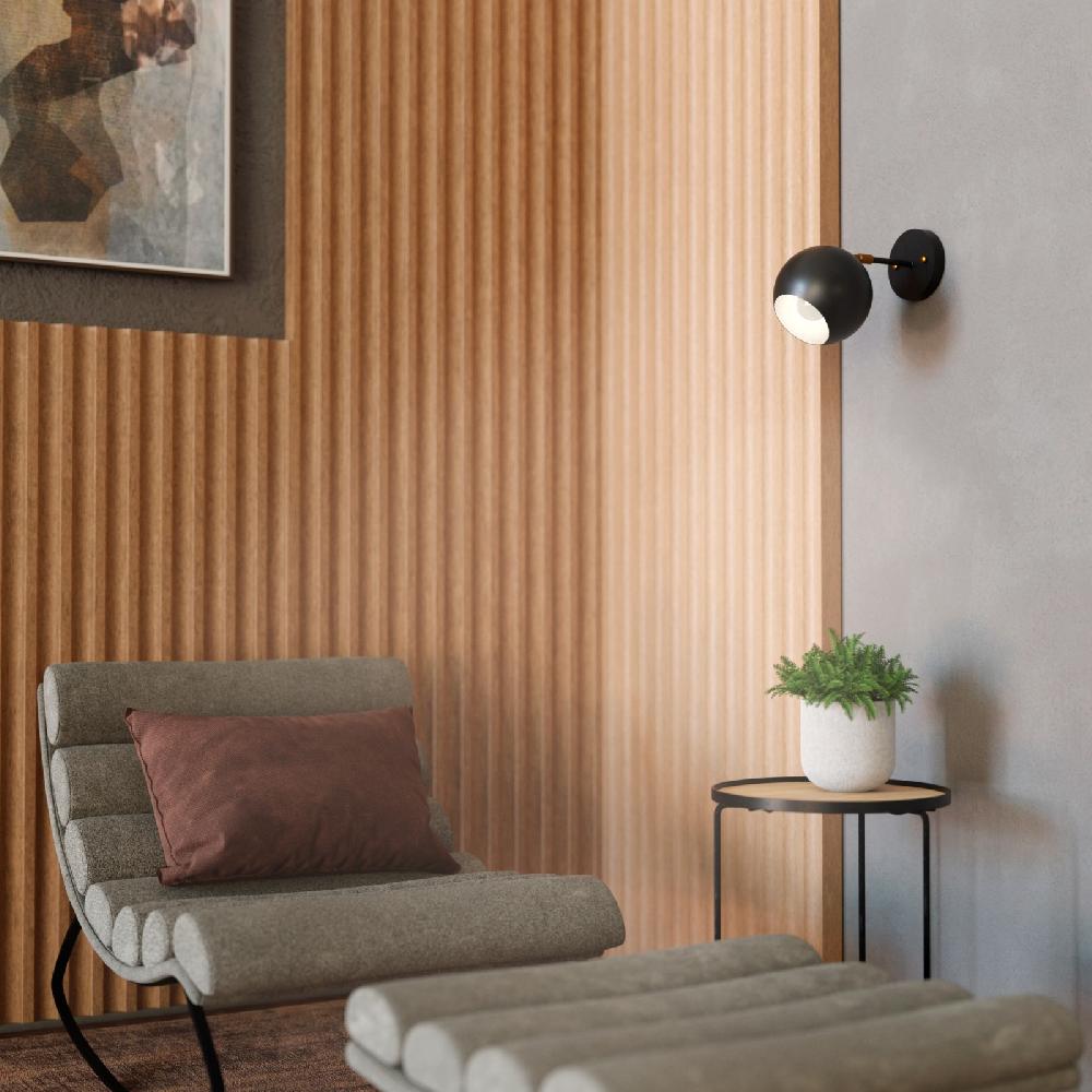 Sulion Aplique ORBIT. Metal Negro Mate Y Detalles Latón. 1xE27 | Sulion