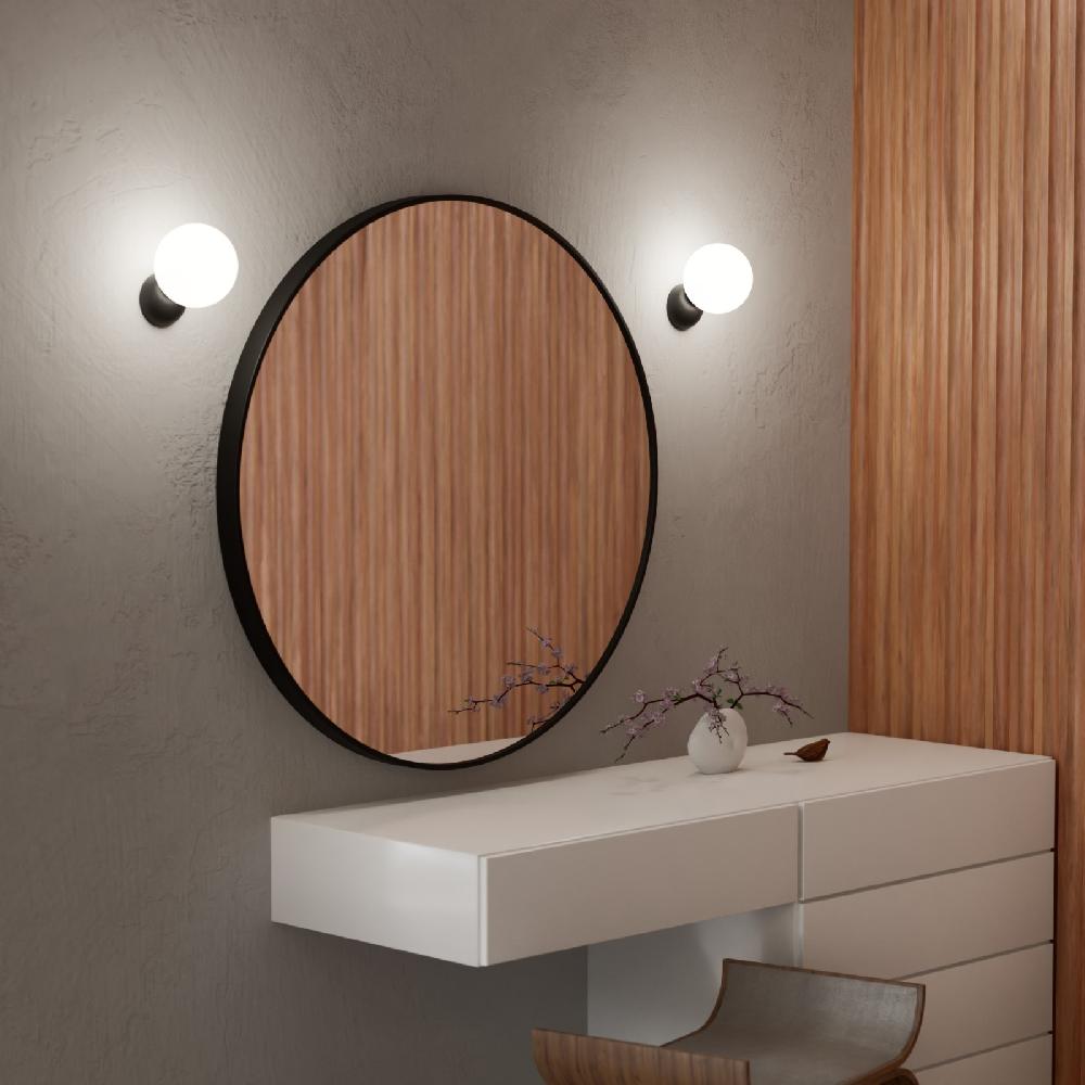 Sulion Aplique VOLGA. Metal Negro Arenado Y Bola Difusor Opal. 1xG9 | Sulion