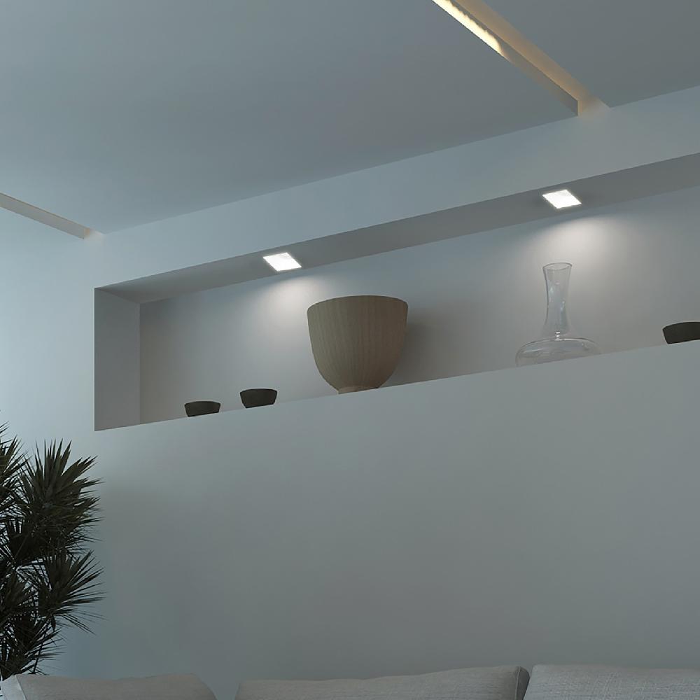 Sulion Aro Empotrable FRONT Cuadrado Asimétrico En Yeso Pintable | Sulion