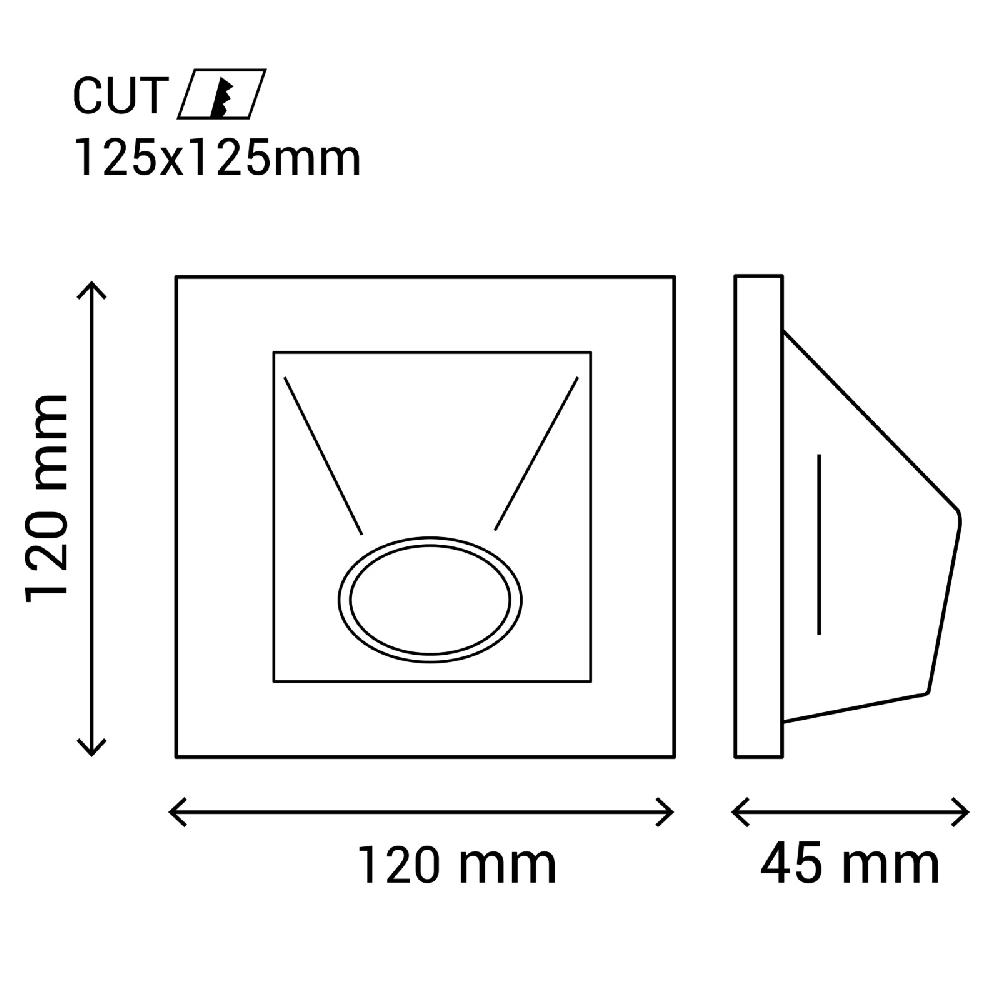 Sulion Aro Empotrable FRONT Cuadrado Asimétrico En Yeso Pintable | Sulion