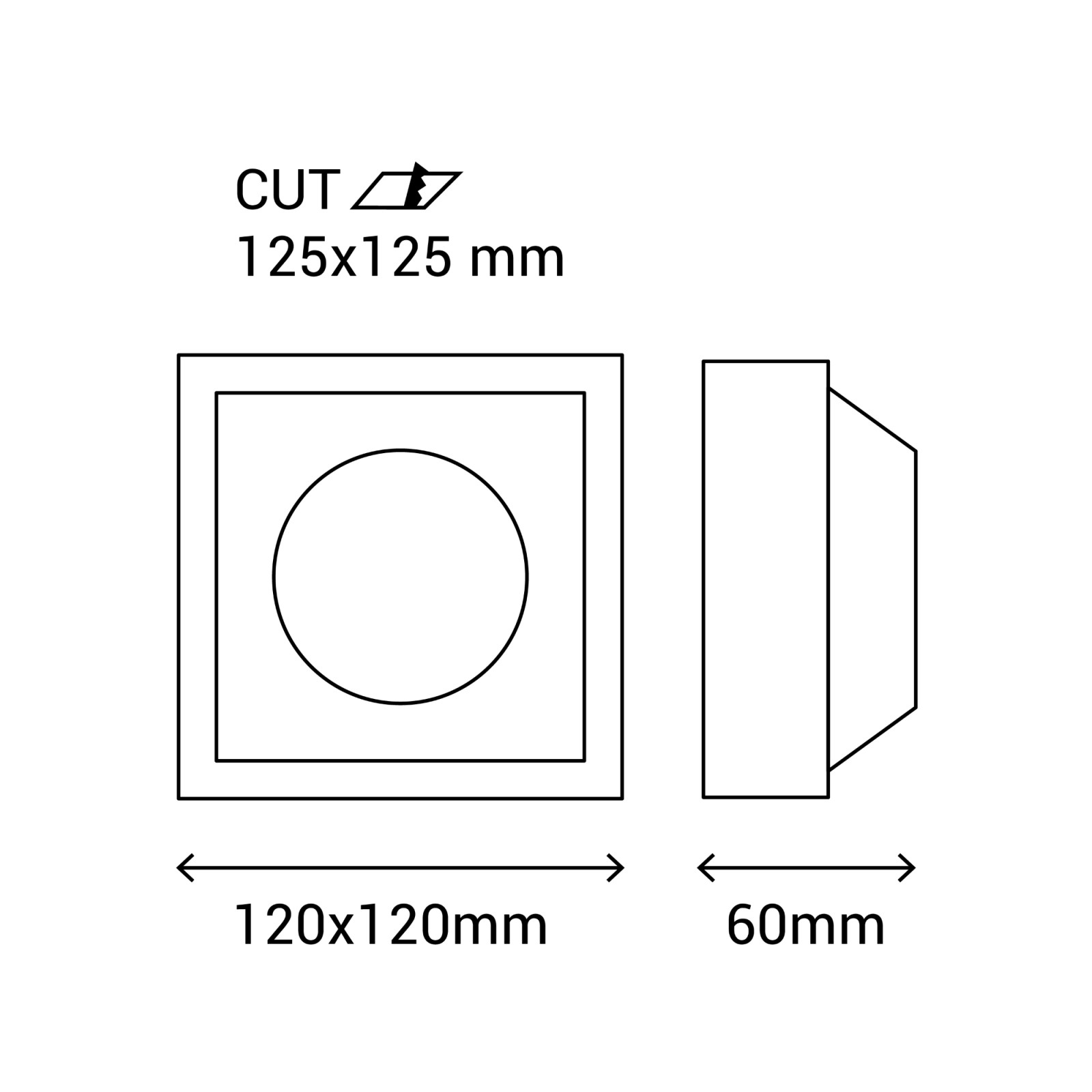 Sulion Aro Empotrable FRONT Cuadrado En Yeso Blanco Pintable | Sulion