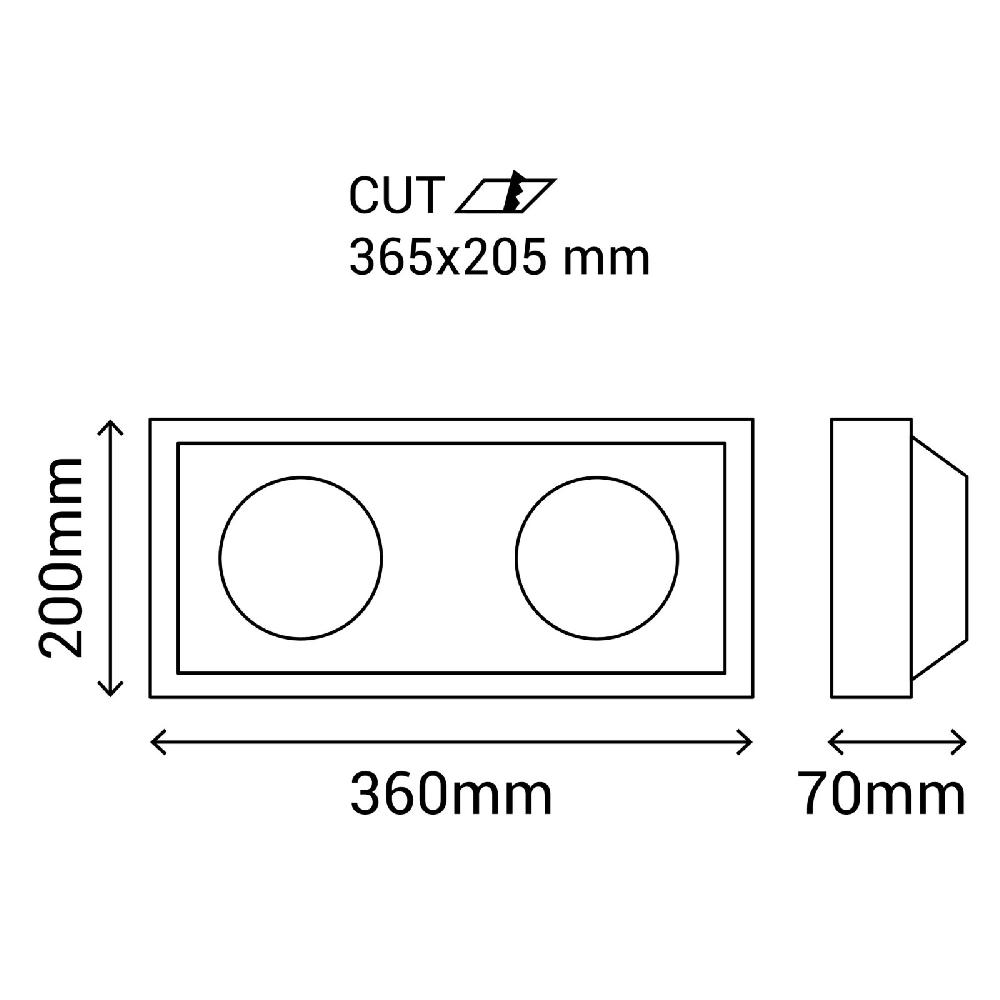 Sulion Aro Empotrable FRONT Rectangular Doble Foco Orientable Yeso Pintable
