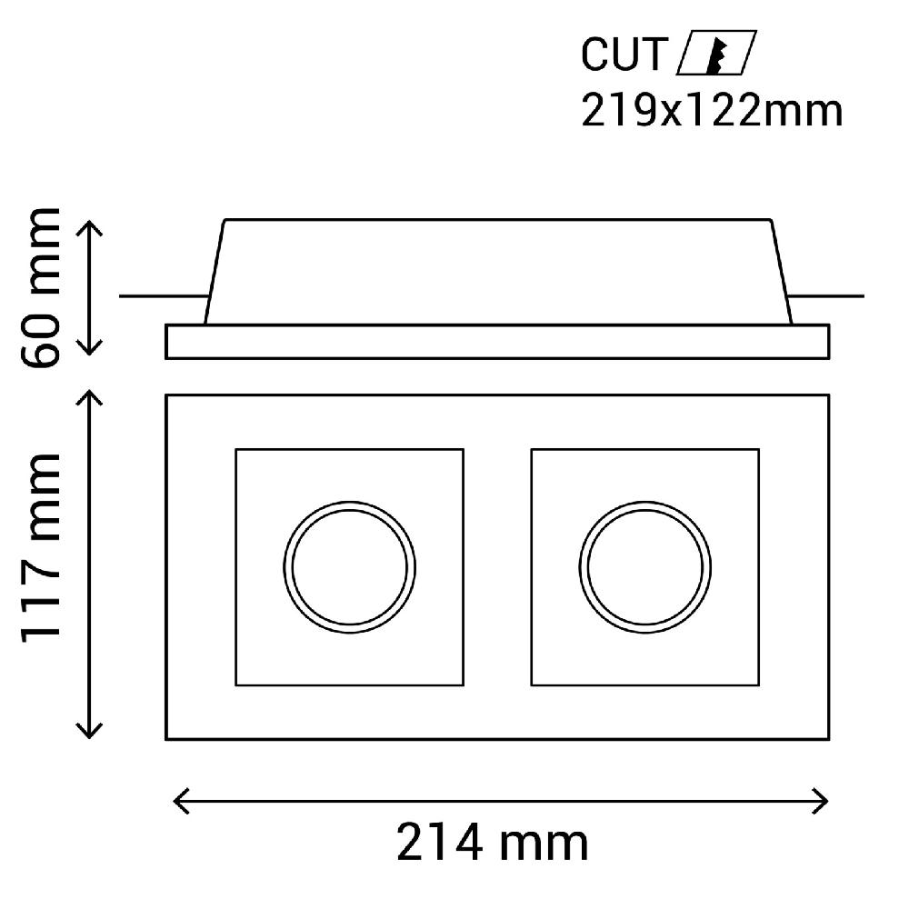 Sulion Aro Empotrable FRONT Rectangular Doble Foco Yeso Pintable | Sulion
