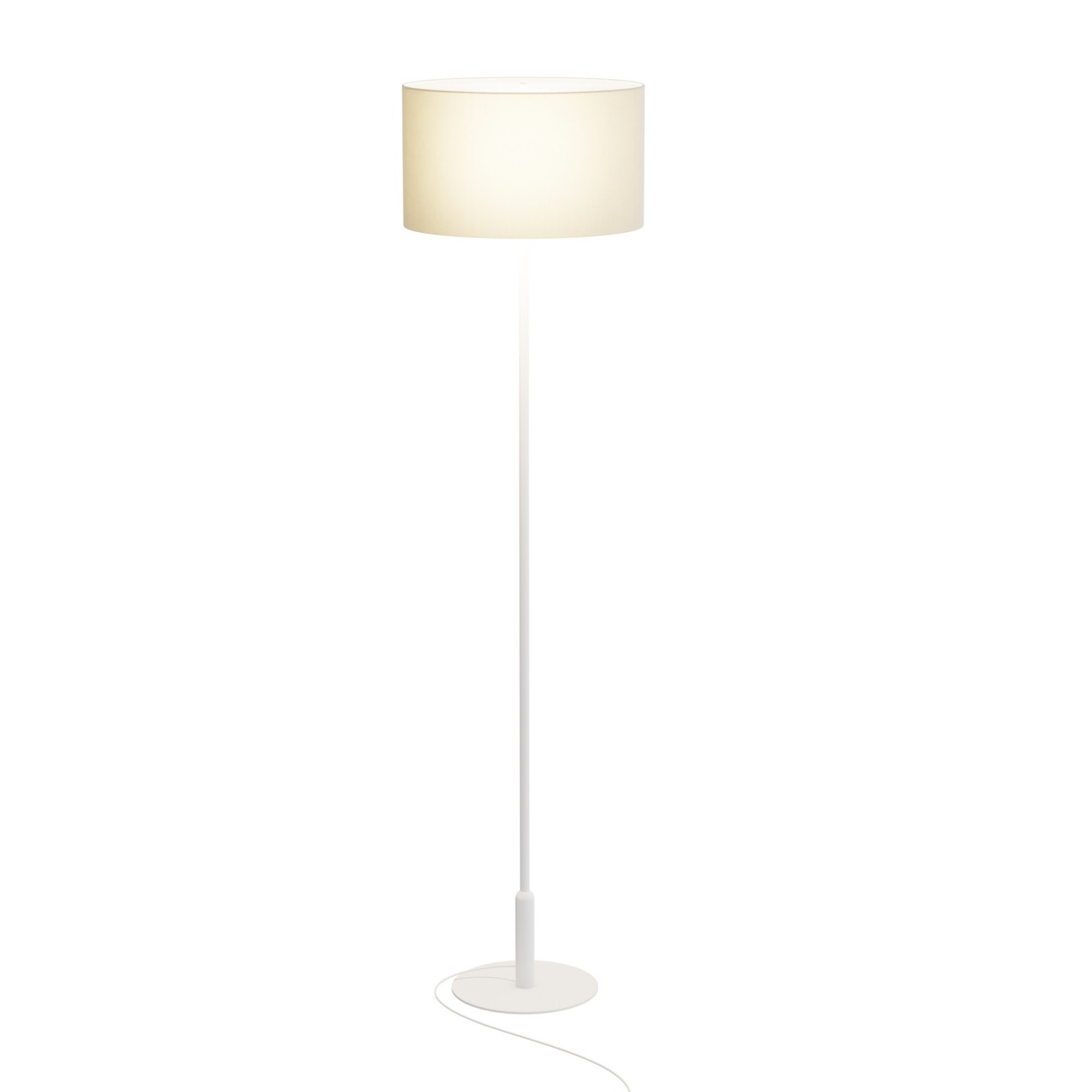 Sulion Lámpara De Pie BASIC STYLO. Metal Blanco Arenado Y Textil Natural 25x25x150cm