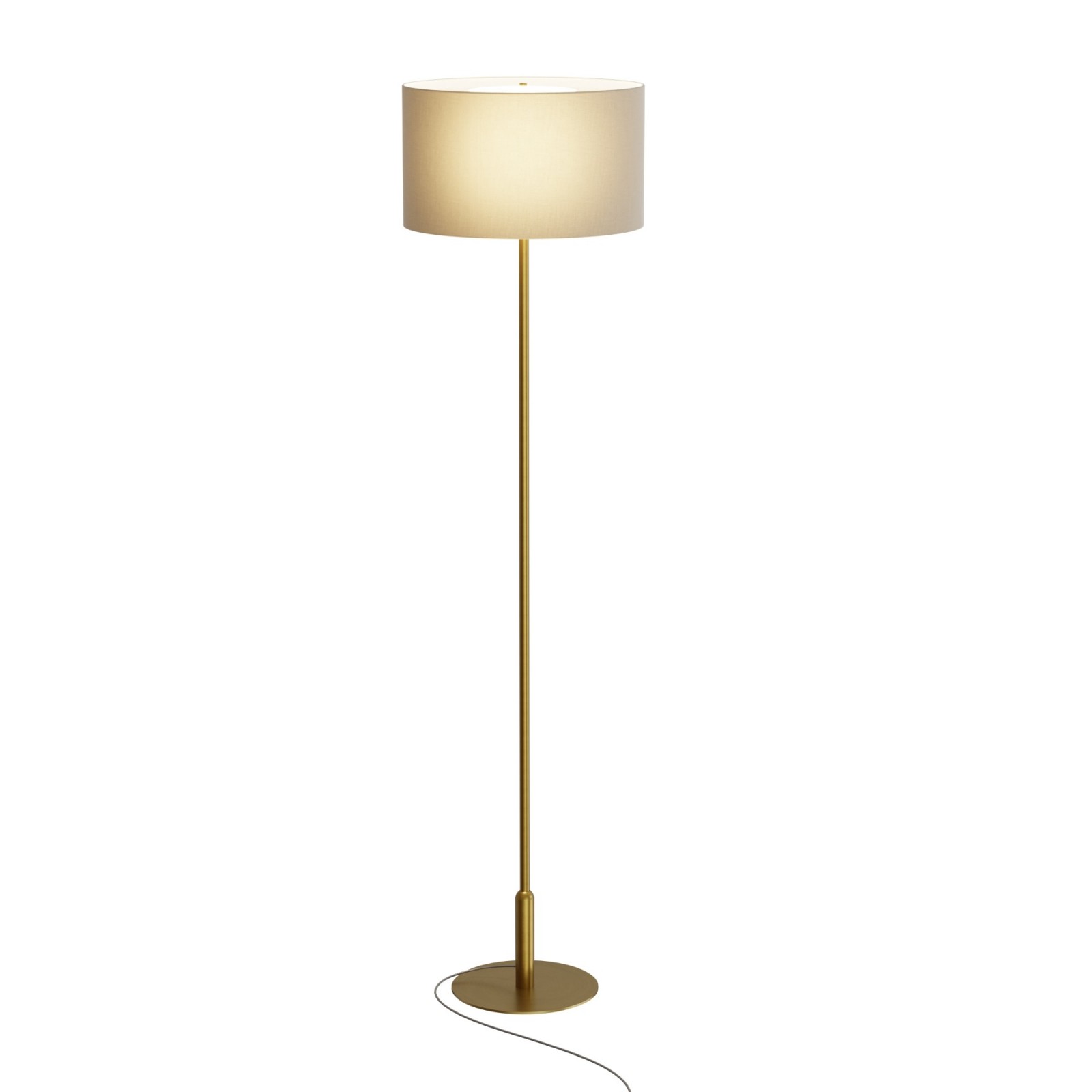 Sulion Lámpara De Pie BASIC STYLO. Metal Latón Satinado Y Textil 25x25x150cm