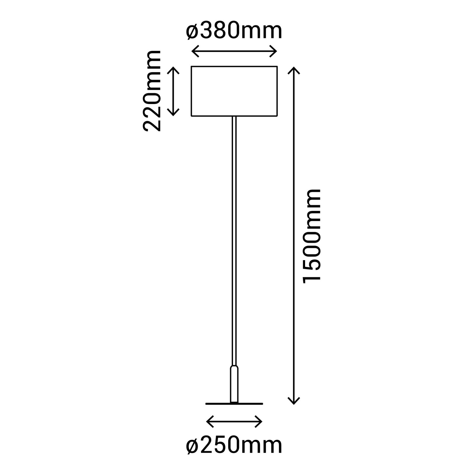 Sulion Lámpara De Pie BASIC STYLO. Metal Negro Arenado Y Textil 25x25x150cm