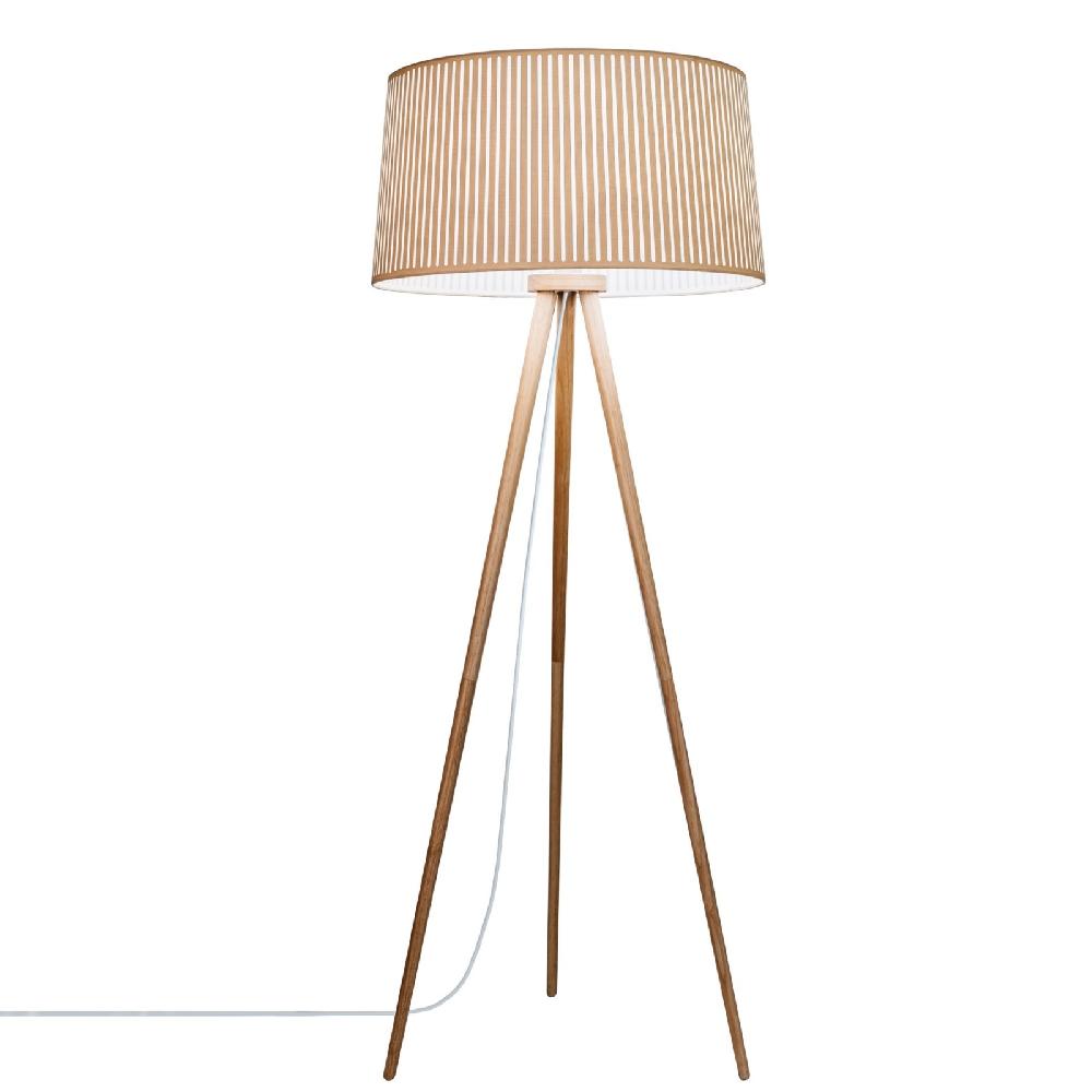 sulion Lámpara de pie BEA. Madera natural y textil beige. 62x62x152cm|Sulion