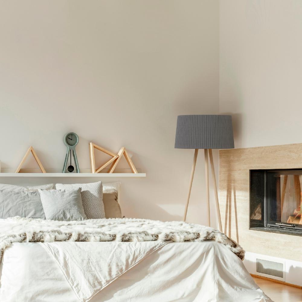 Sulion Lámpara De Pie ONA WOOD.Madera Natural Y Textil Gris. 57 5x150x150cm