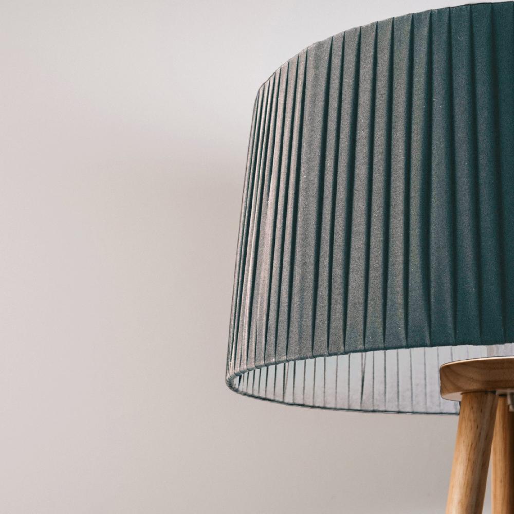 Sulion Lámpara De Pie ONA WOOD.Madera Natural Y Textil Gris. 57 5x150x150cm