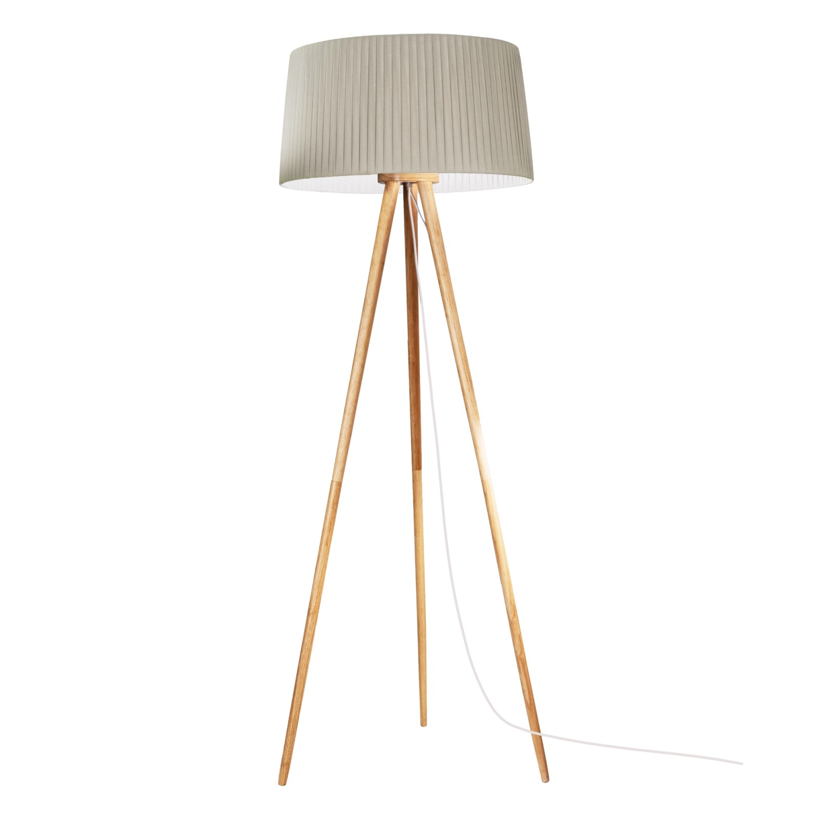 sulion Lámpara de pie ONA WOOD.Madera natural y textil gris. 57 5x150x150cm