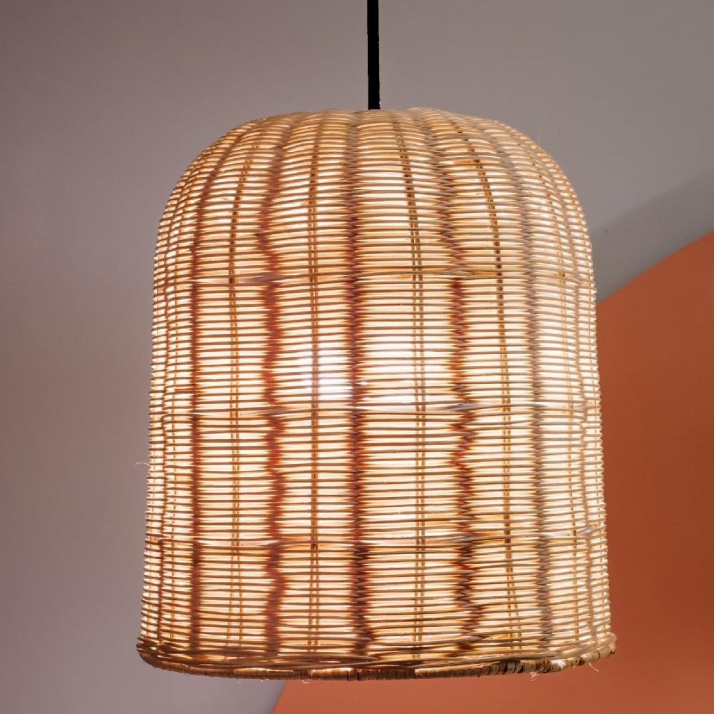 Sulion Lámpara De Techo BABEL. Ratán Y Cable Negro. 1xE27|Sulion