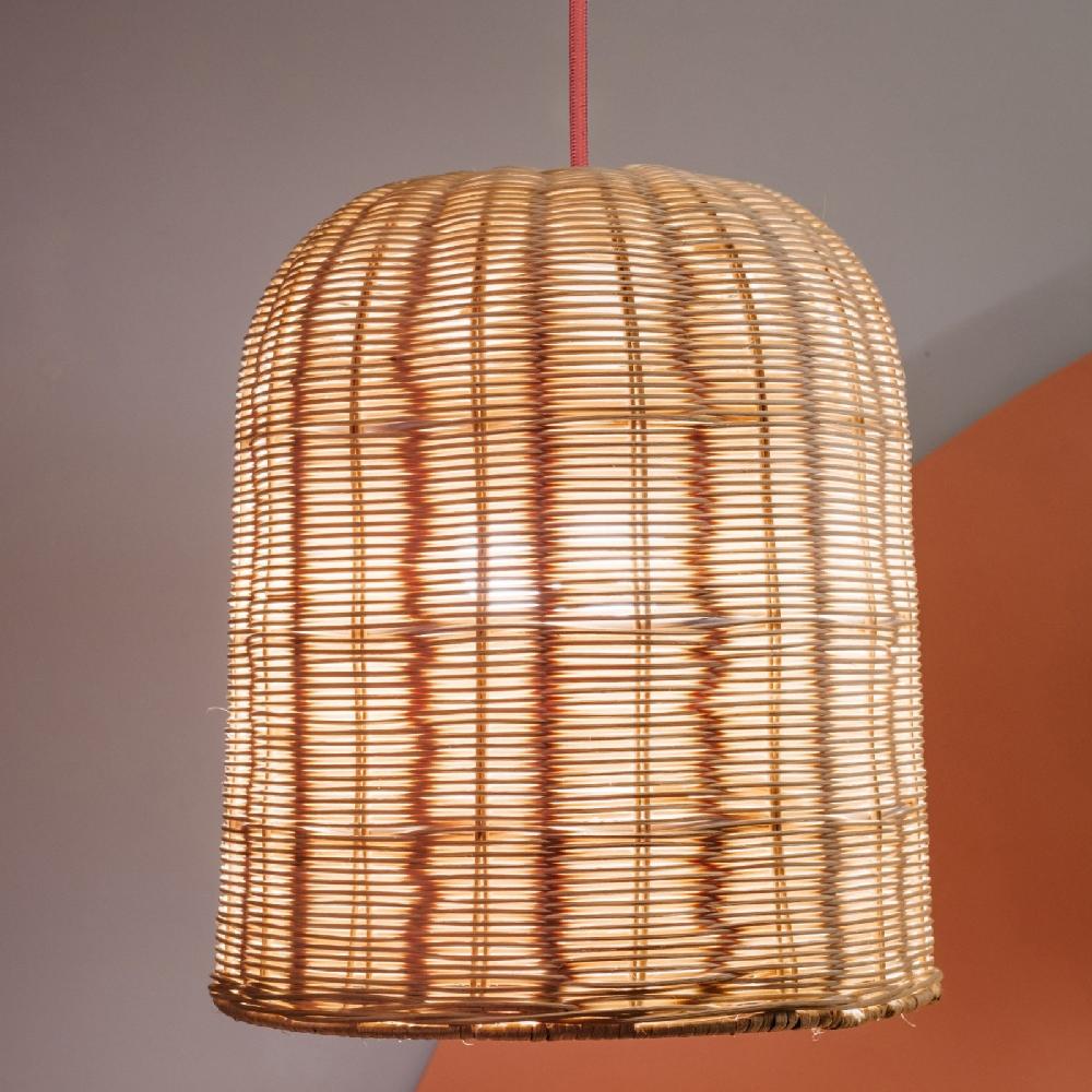 Sulion Lámpara De Techo BABEL. Ratán Y Cable Rojo. 1xE27 |Sulion