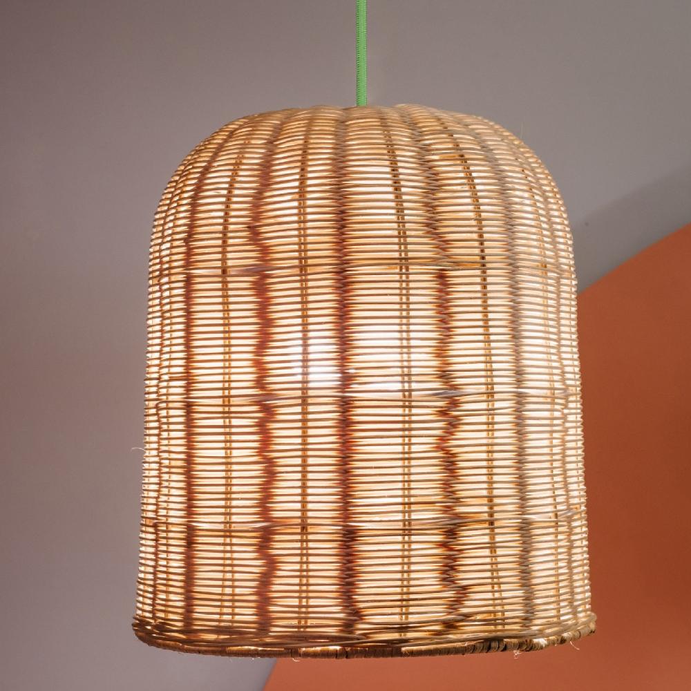 Sulion Lámpara De Techo BABEL. Ratán Y Cable Verde. 1xE27 |Sulion