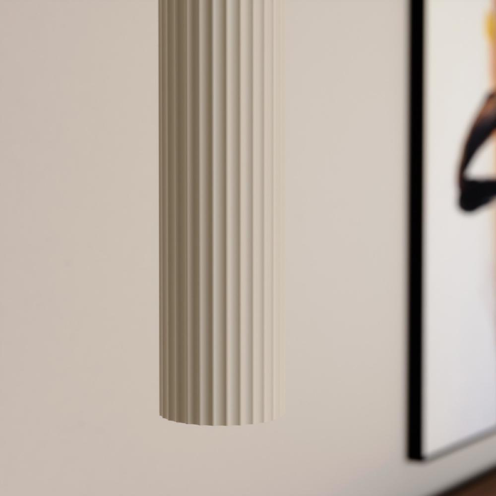 Sulion Lámpara De Techo BETTY. Yeso Gris Con Superficie Estriada. |Sulion