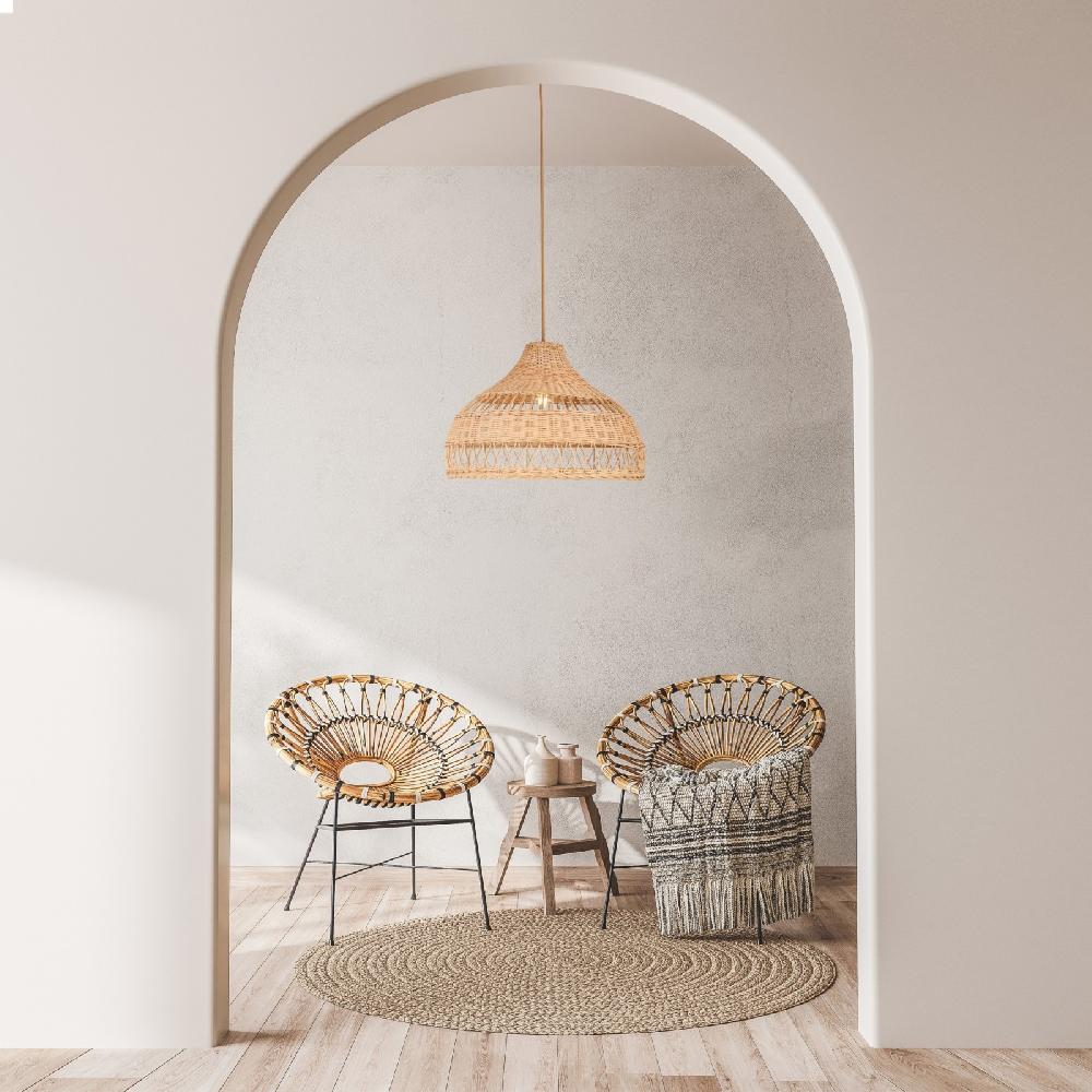 Sulion Lámpara De Techo BOHO. Ratán Y Cable Natural. 1xE27 |Sulion