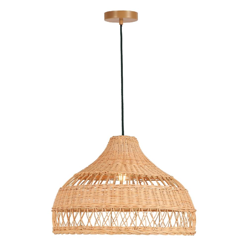 sulion Lámpara de techo BOHO. Ratán y cable negro. 1xE27 |Sulion