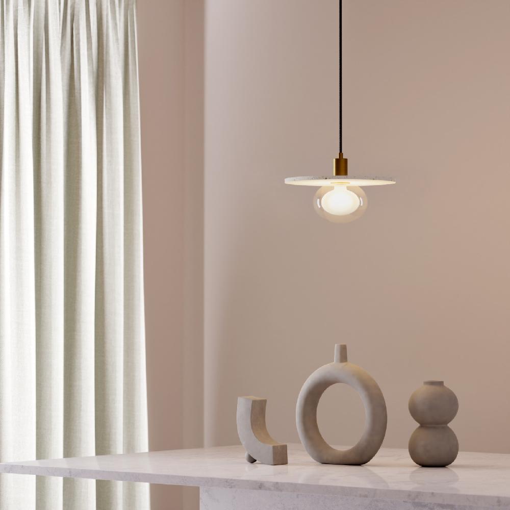 Sulion Lámpara De Techo CANDY.Terrazo Y Doble Difusor Vidrio. Ø30cm. | Sulion