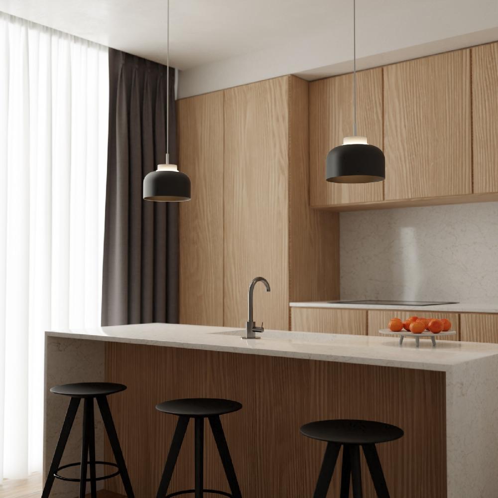 Sulion Lámpara De Techo CARMEN. Metal Acampanado Negro Y Módulo Blanco.LED 9W