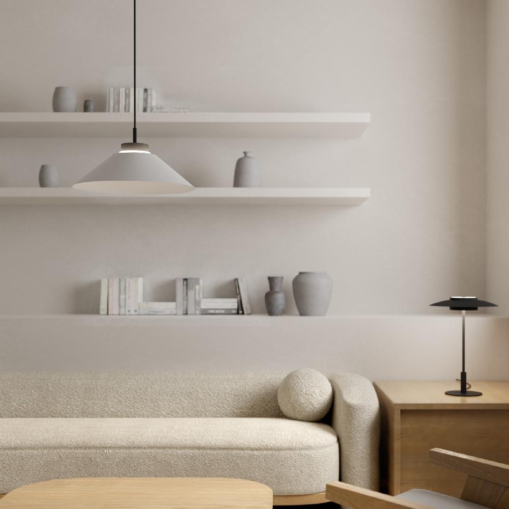 Sulion Lámpara De Techo CARMEN. Metal Cono Blanco Y Módulo Negro. LED 9W