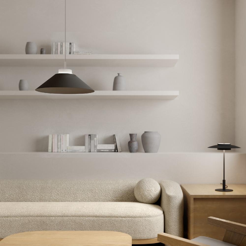 Sulion Lámpara De Techo CARMEN. Metal Cono Negro Y Módulo Blanco. LED 9W