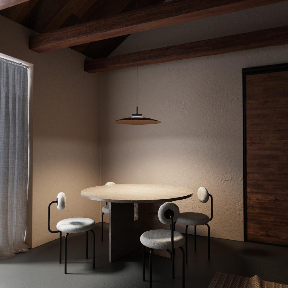 Sulion Lámpara De Techo CARMEN. Metal Plano Acabado Madera Y Módulo Negro. 9W