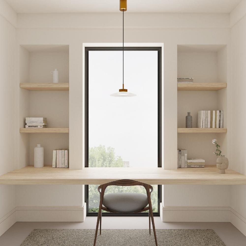 Sulion Lámpara De Techo CARMEN. Metal Plano S Blanco Y Módulo Latón . LED 9W