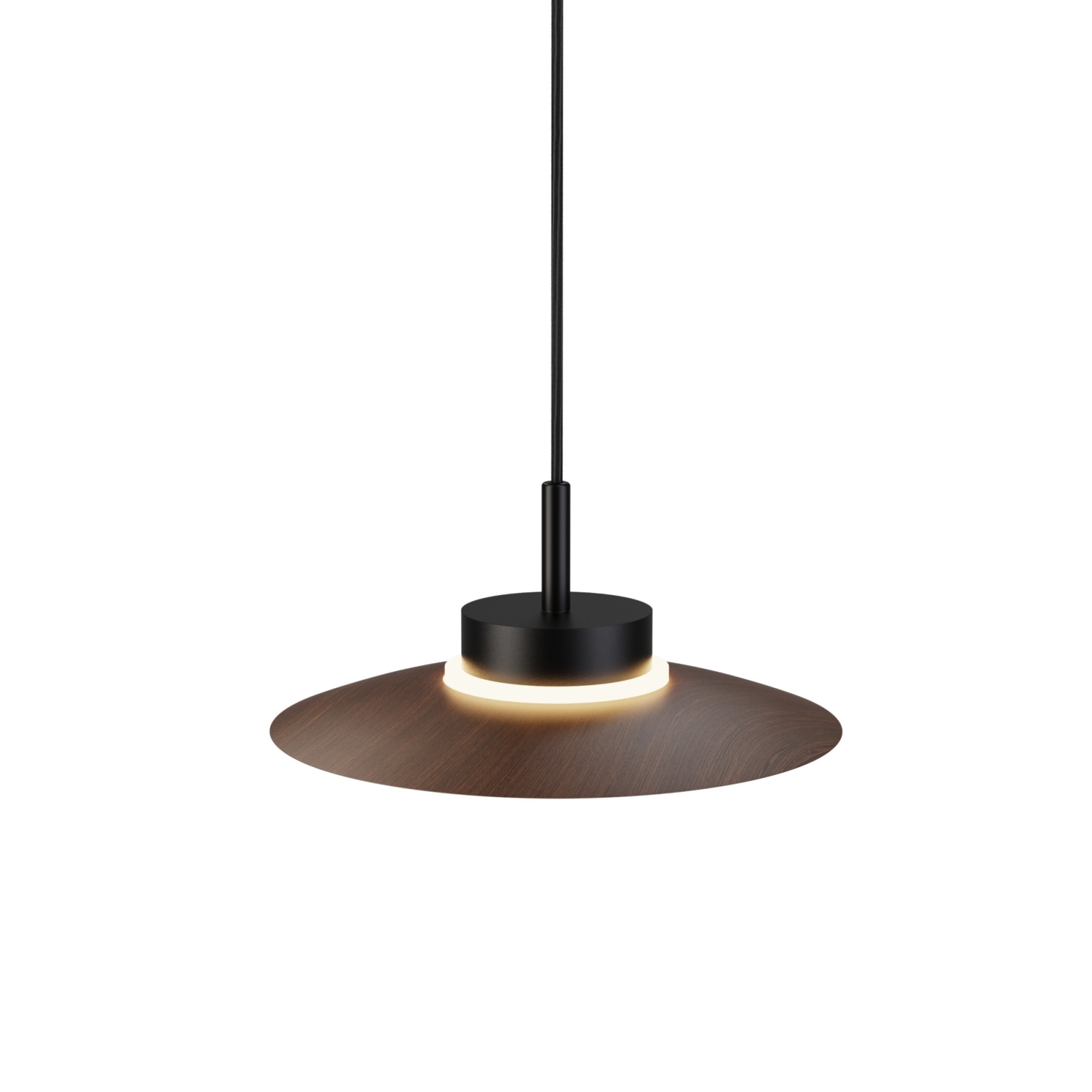 sulion Lámpara de techo CARMEN. Metal plano S madera y módulo negro. LED 9W