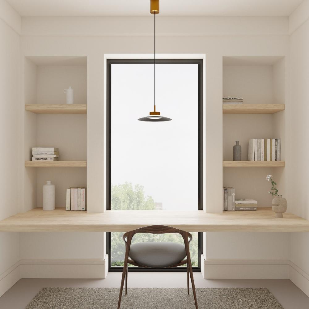 Sulion Lámpara De Techo CARMEN. Metal Plano S Negro Y Módulo Latón . LED 9W