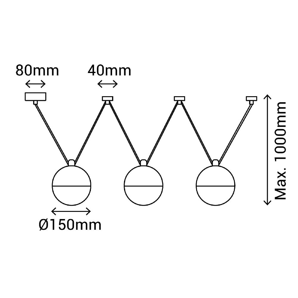 Sulion Lámpara De Techo ECLIPSE.3 Esferas De Yeso Negro Y Vidrio Opal |Sulion