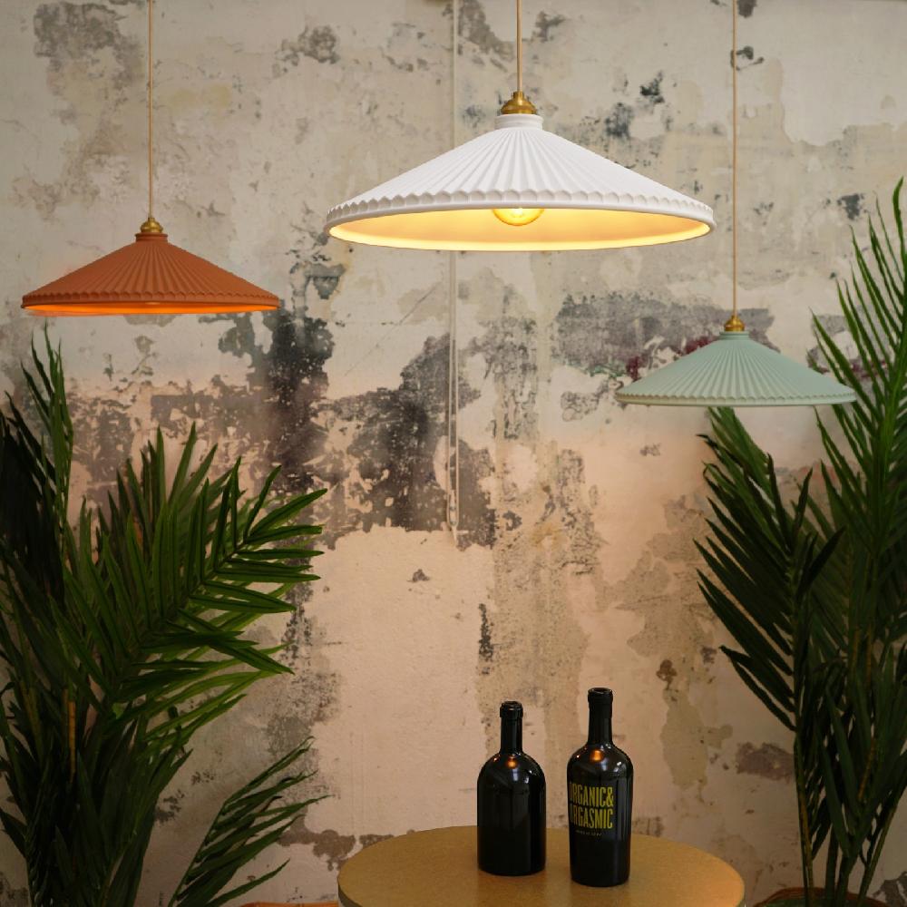 Sulion Lámpara De Techo ELENA. Yeso Plisado Color Arcilla 1xE27 |Sulion