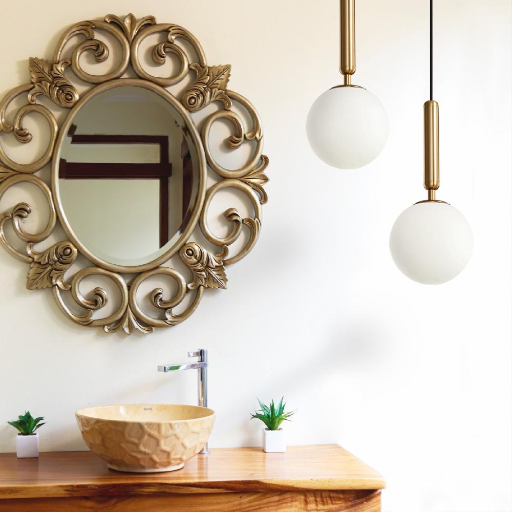 Sulion Lámpara De Techo MUSA. Metal Acabado Latón Y Bola Vidrio. 1xG9|Sulion