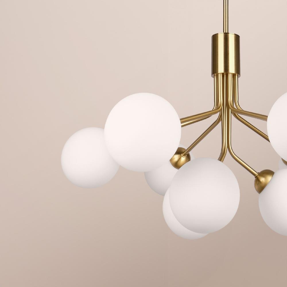 Sulion Lámpara De Techo MUSA. Metal Acabado Latón Y Bola Vidrio. 9xG9 |Sulion