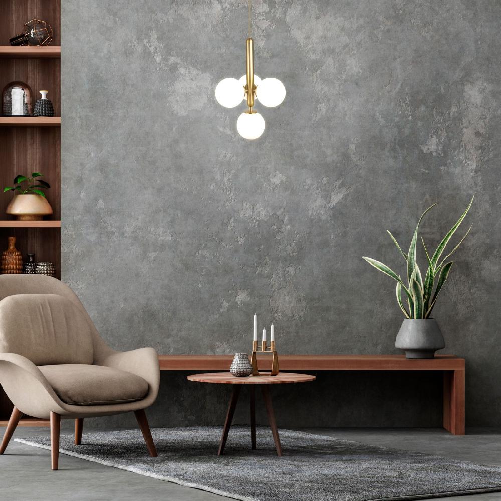 Sulion Lámpara De Techo MUSA. Metal Acabado Latón Y Bolas Vidrio. 4xG9|Sulion