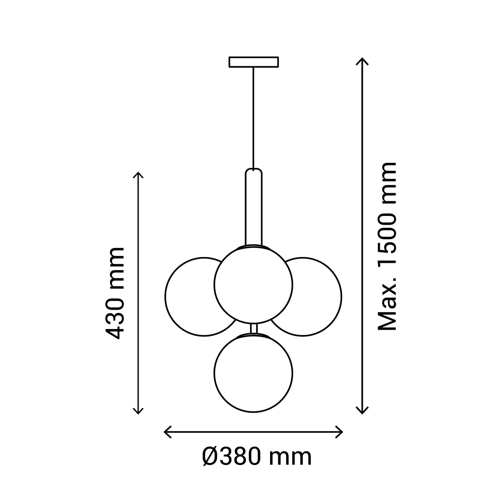 Sulion Lámpara De Techo MUSA. Metal Acabado Latón Y Bolas Vidrio. 4xG9|Sulion