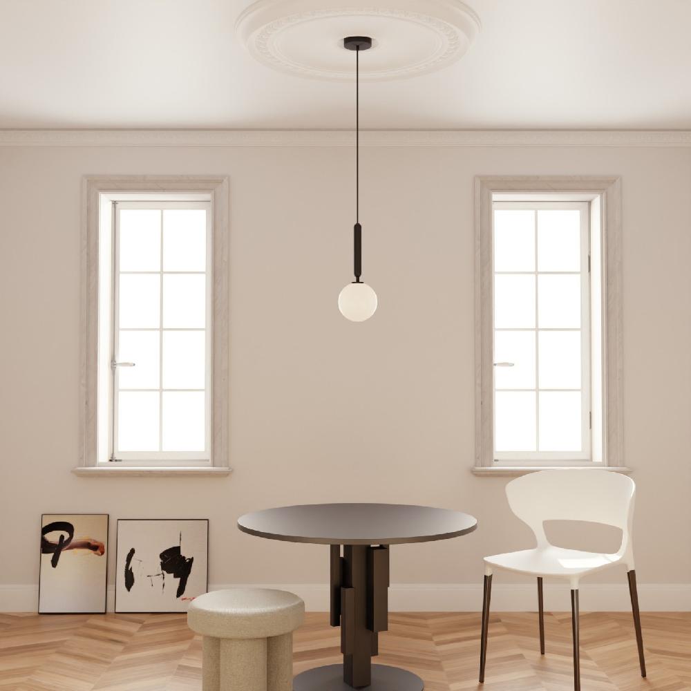 Sulion Lámpara De Techo MUSA. Metal Acabado Negro Y Bola Opal. 1xG9|Sulion