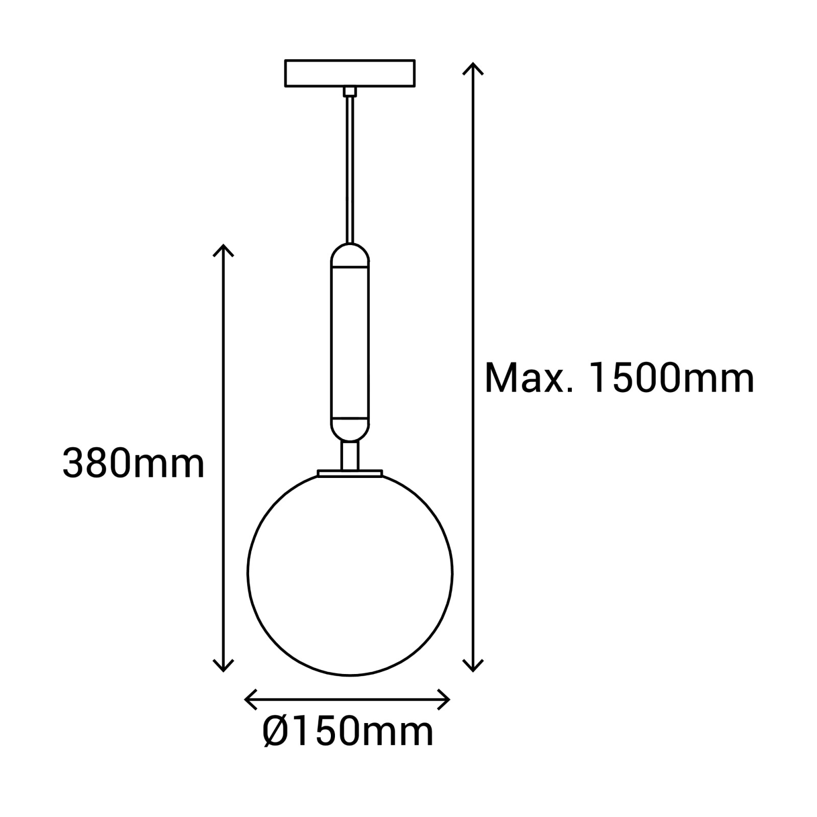 Sulion Lámpara De Techo MUSA. Metal Acabado Negro Y Bola Vidrio. 1xG9|Sulion