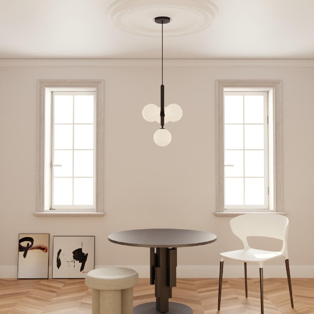 Sulion Lámpara De Techo MUSA. Metal Acabado Negro Y Bolas Opales. 4xG9|Sulion