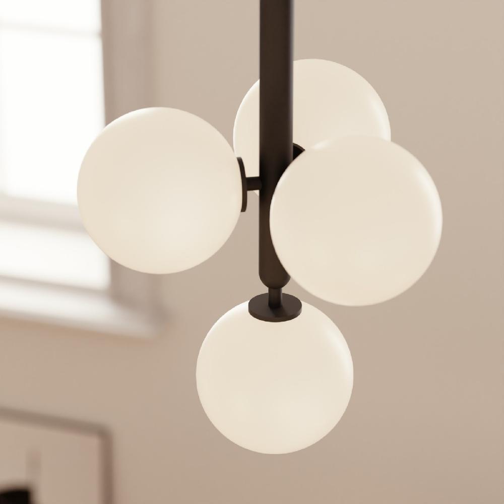 Sulion Lámpara De Techo MUSA. Metal Acabado Negro Y Bolas Opales. 4xG9|Sulion