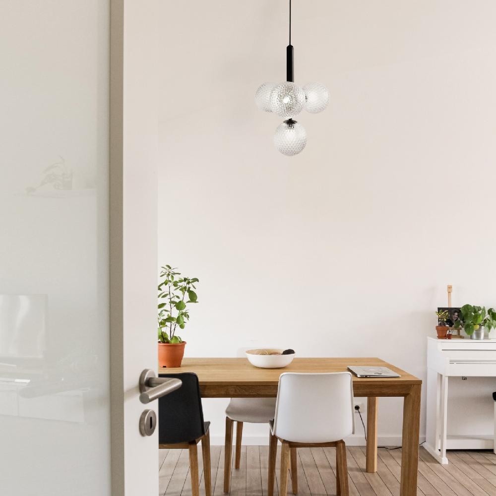 Sulion Lámpara De Techo MUSA. Metal Acabado Negro Y Bolas Vidrio. 4xG9|Sulion