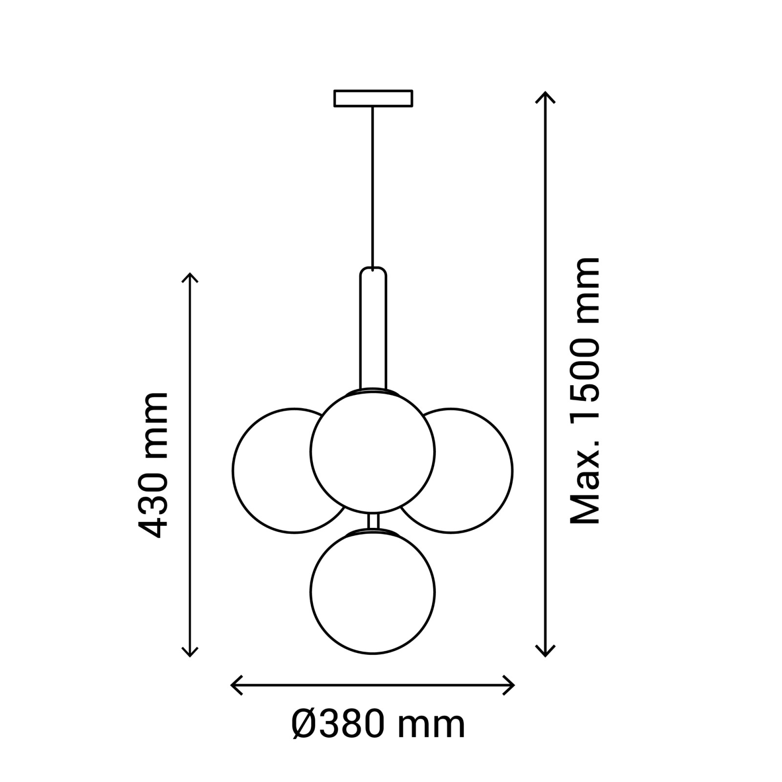 Sulion Lámpara De Techo MUSA. Metal Acabado Negro Y Bolas Vidrio. 4xG9|Sulion