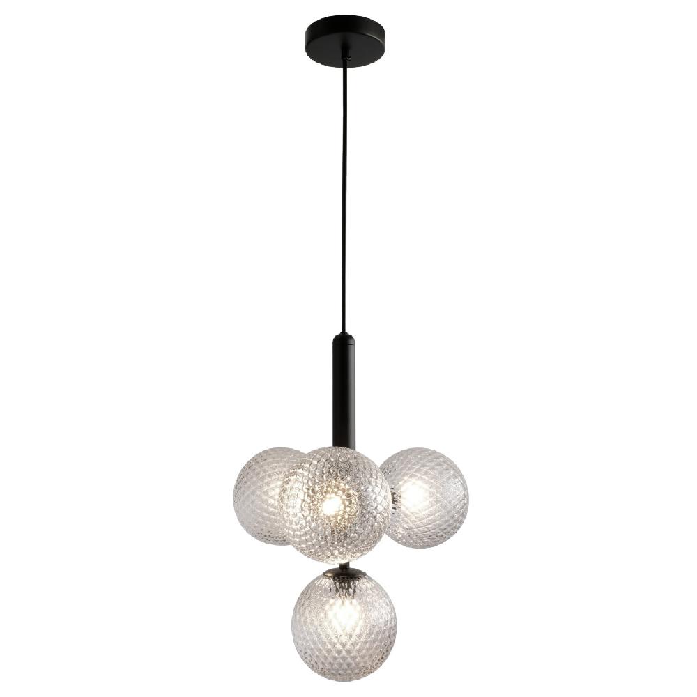 sulion Lámpara de techo MUSA. Metal acabado negro y bolas vidrio. 4xG9|Sulion