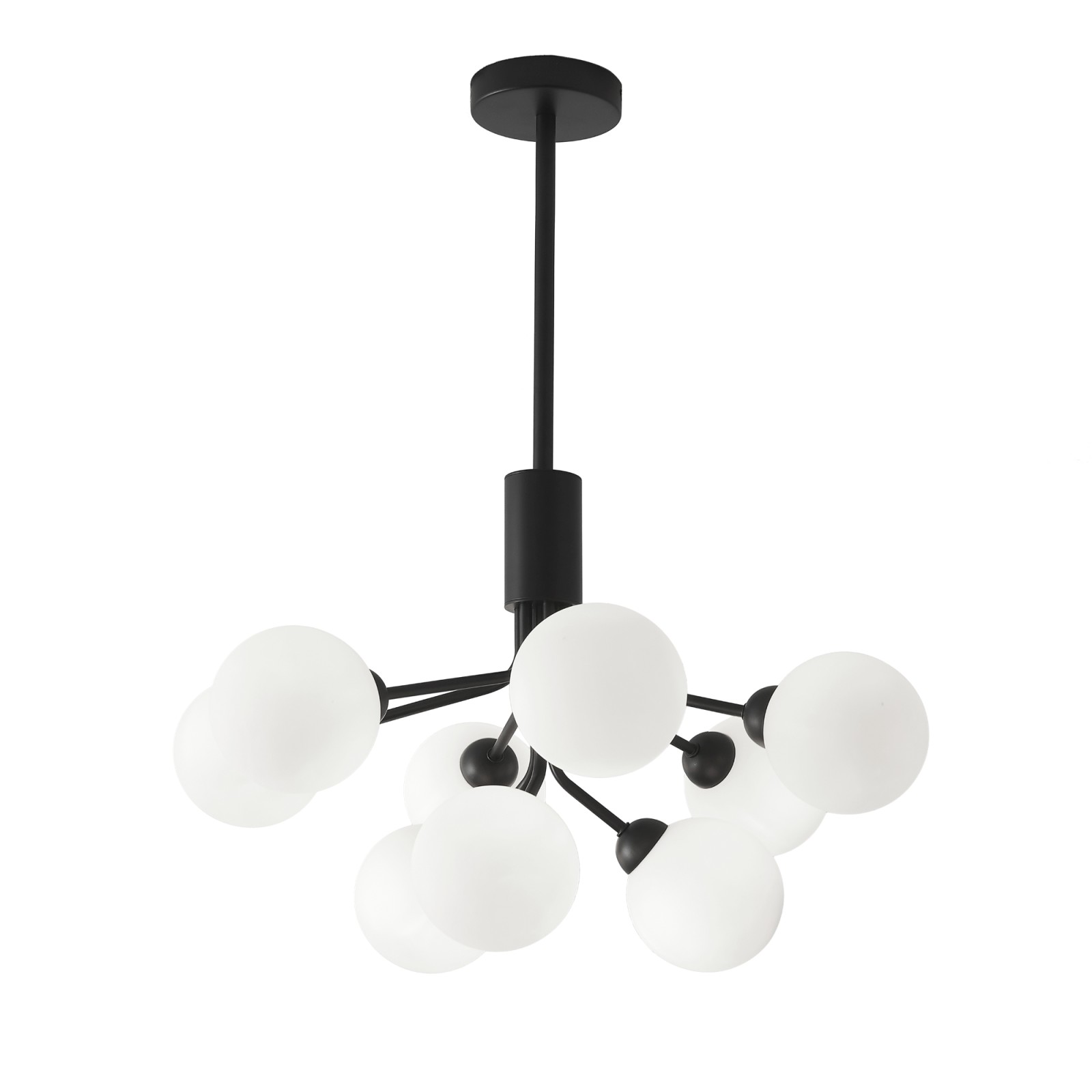 sulion Lámpara de techo MUSA. Metal acabado negro y bolas vidrio.9xG9|Sulion