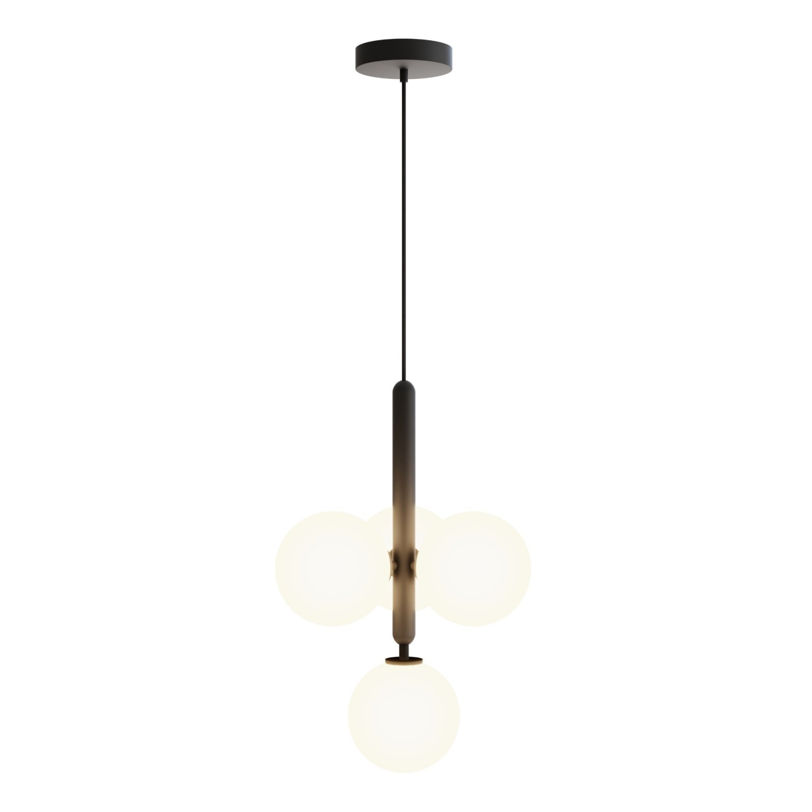 sulion Lámpara de techo MUSA. Metal acabado negro y bolas opales. 4xG9|Sulion